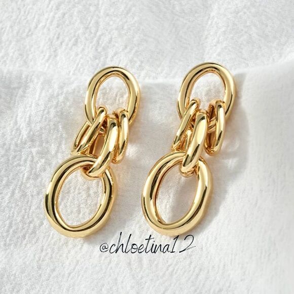 NEW Chunky 14k Gold 925 Sterling Circle Loop Earrings - Picture 4 of 7